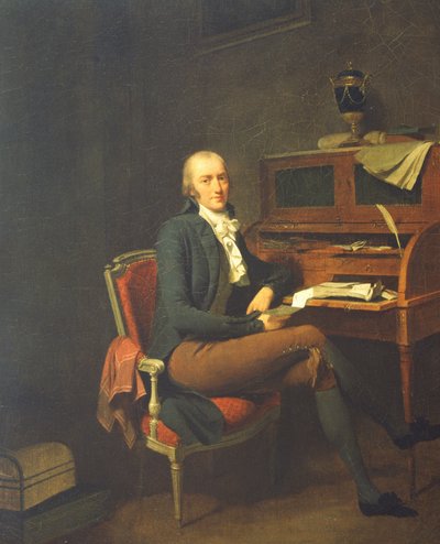 Portret van een zittende man aan een bureau door Louis Leopold Boilly